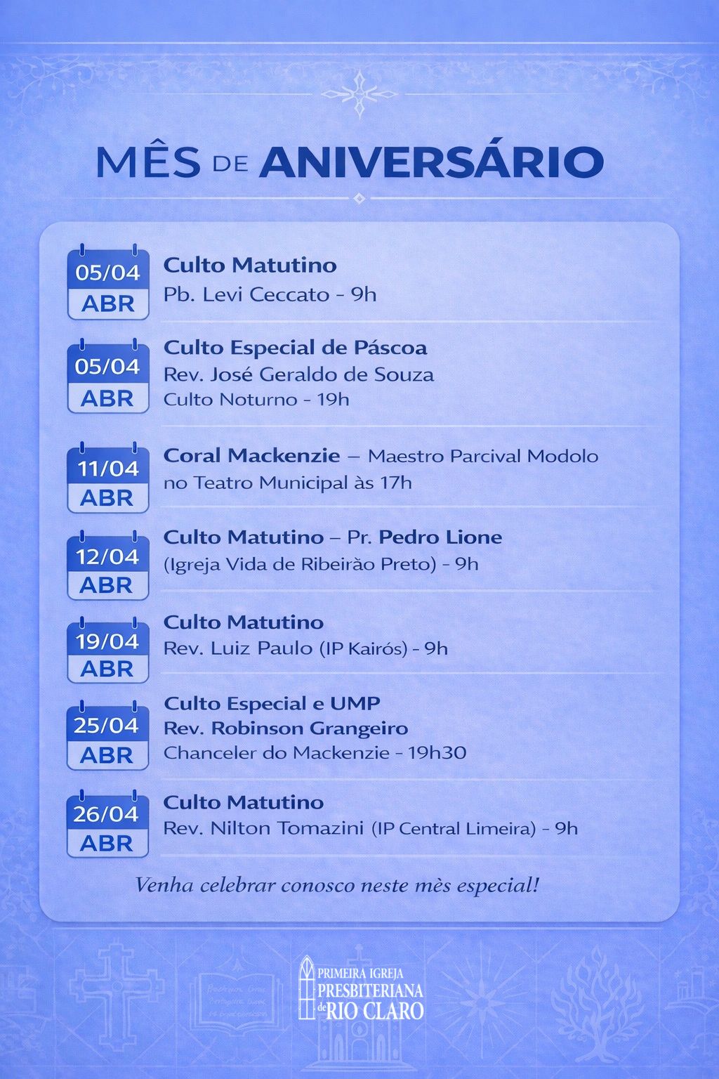 ABRIL | MÊS DE ANIVERSÁRIO